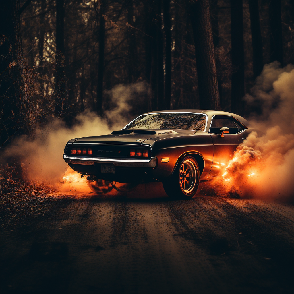 Challenger exhaust flames being put out