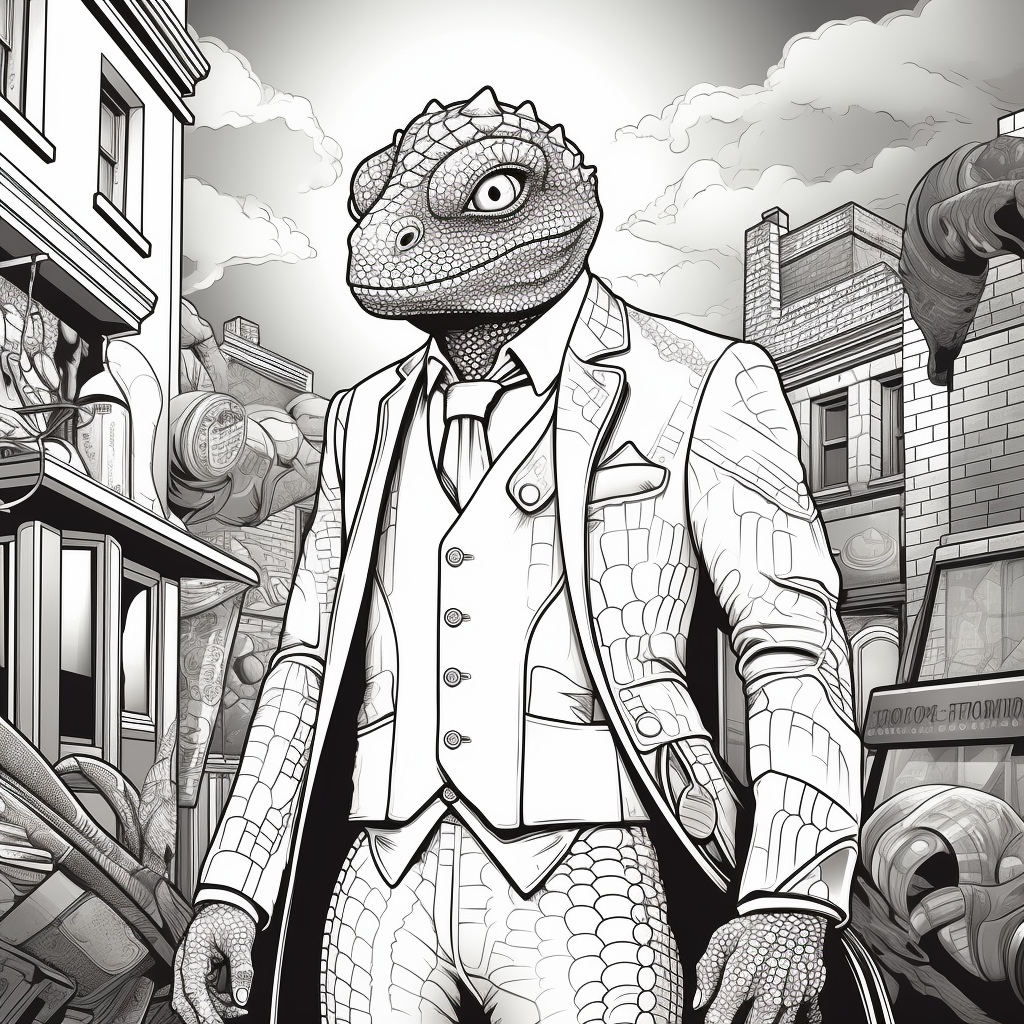 Chameleon Superhero Coloring Page