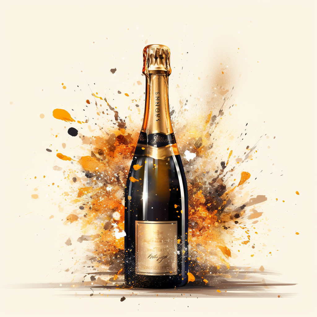 Minimalist champagne bottle celebration