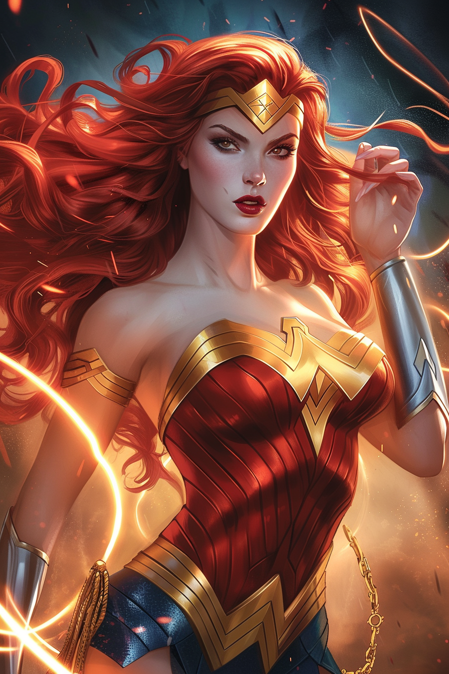 Magic the Gathering Redhead Wonder Woman Pose