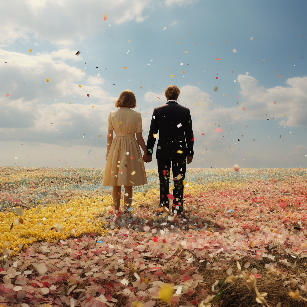 Colorful particles spread in surreal field - Chanel Advertising Campaign