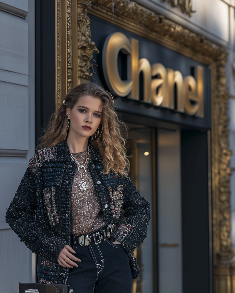 Chanel Paris Model Outfit Building Logo