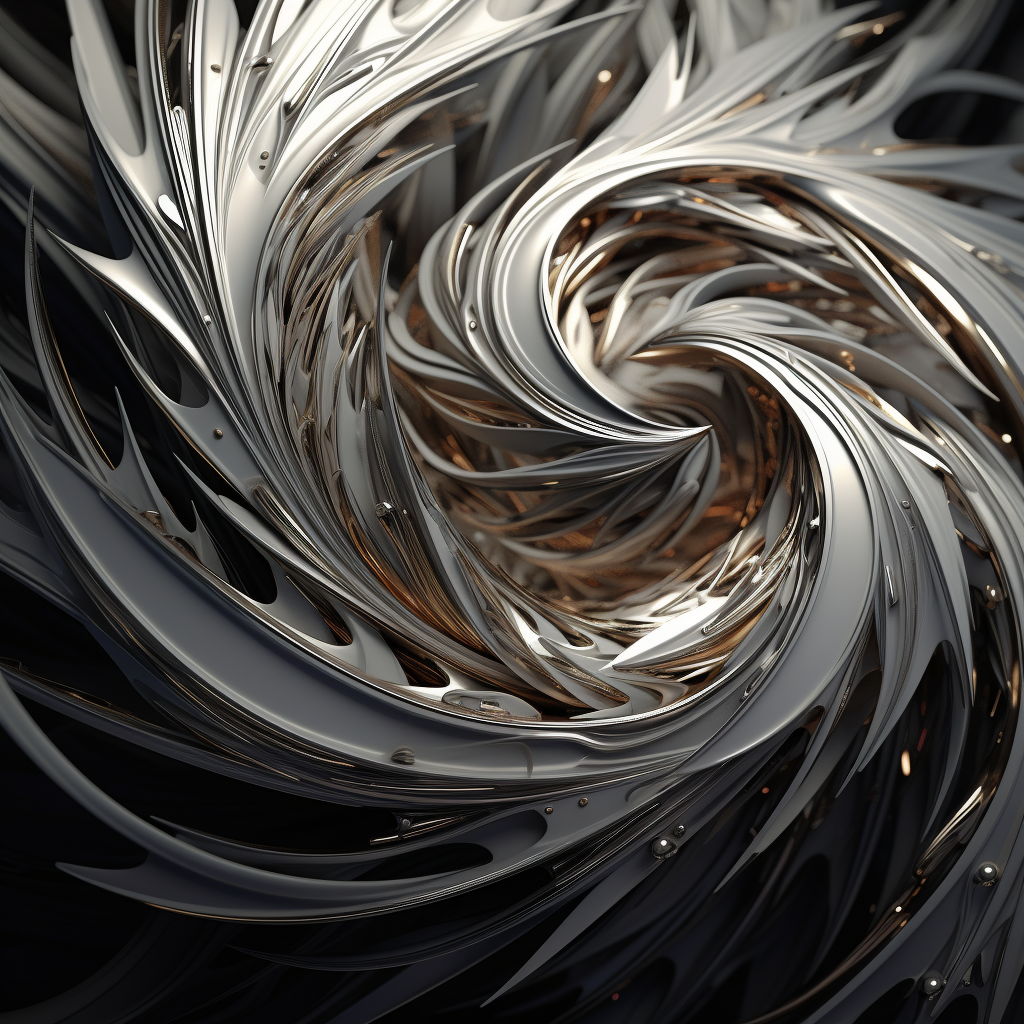 Abstract silver sculpture in chaos