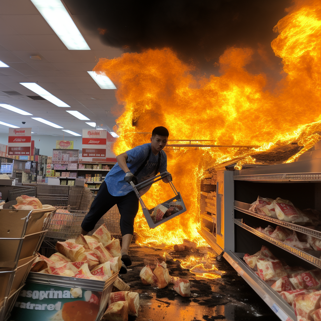 Chaos at Walmart with broken eggs and spilled milk