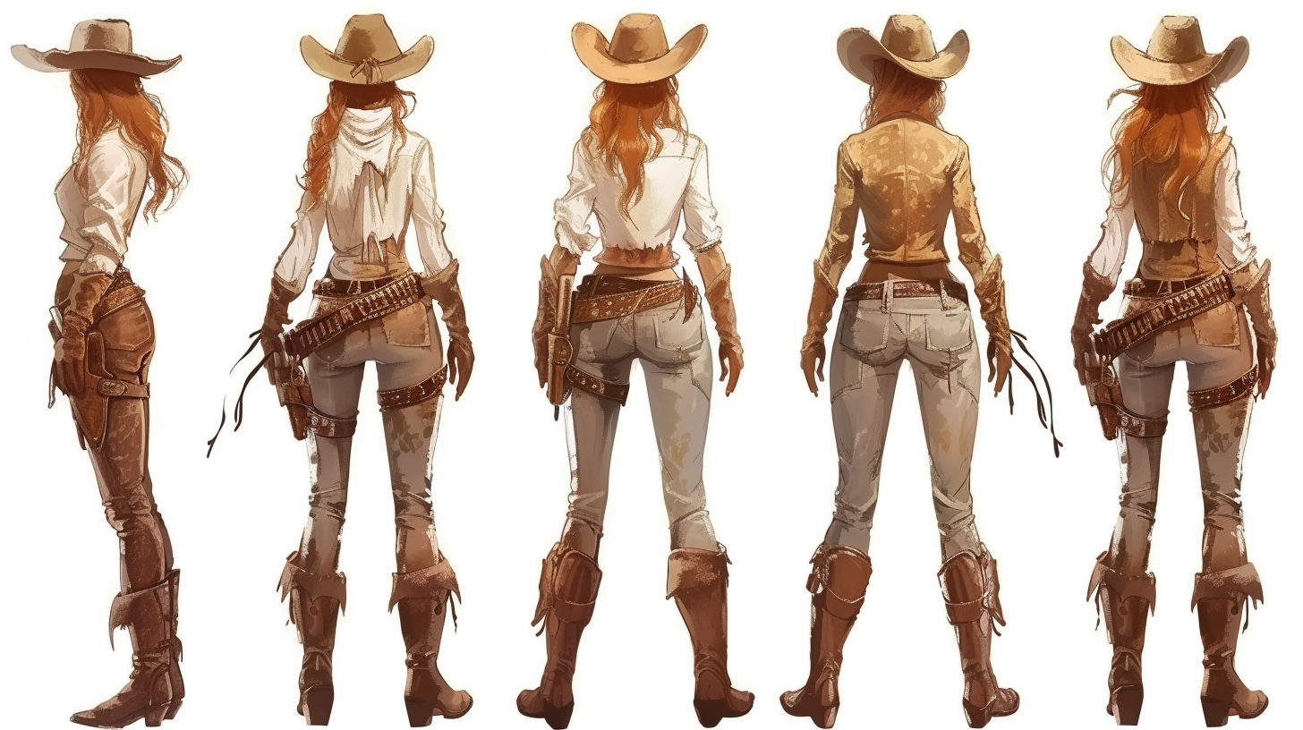 Cowgirl character in various poses