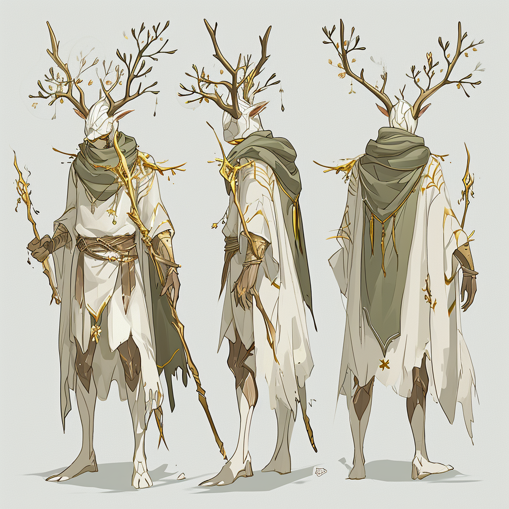 Forest Wizard Deer Guardian Game Concept Design Illustration