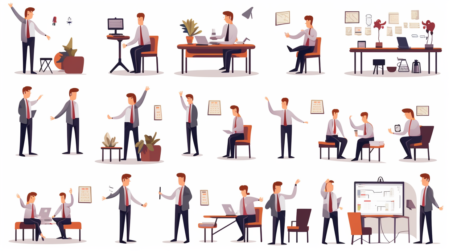 Training poses character vector drawing