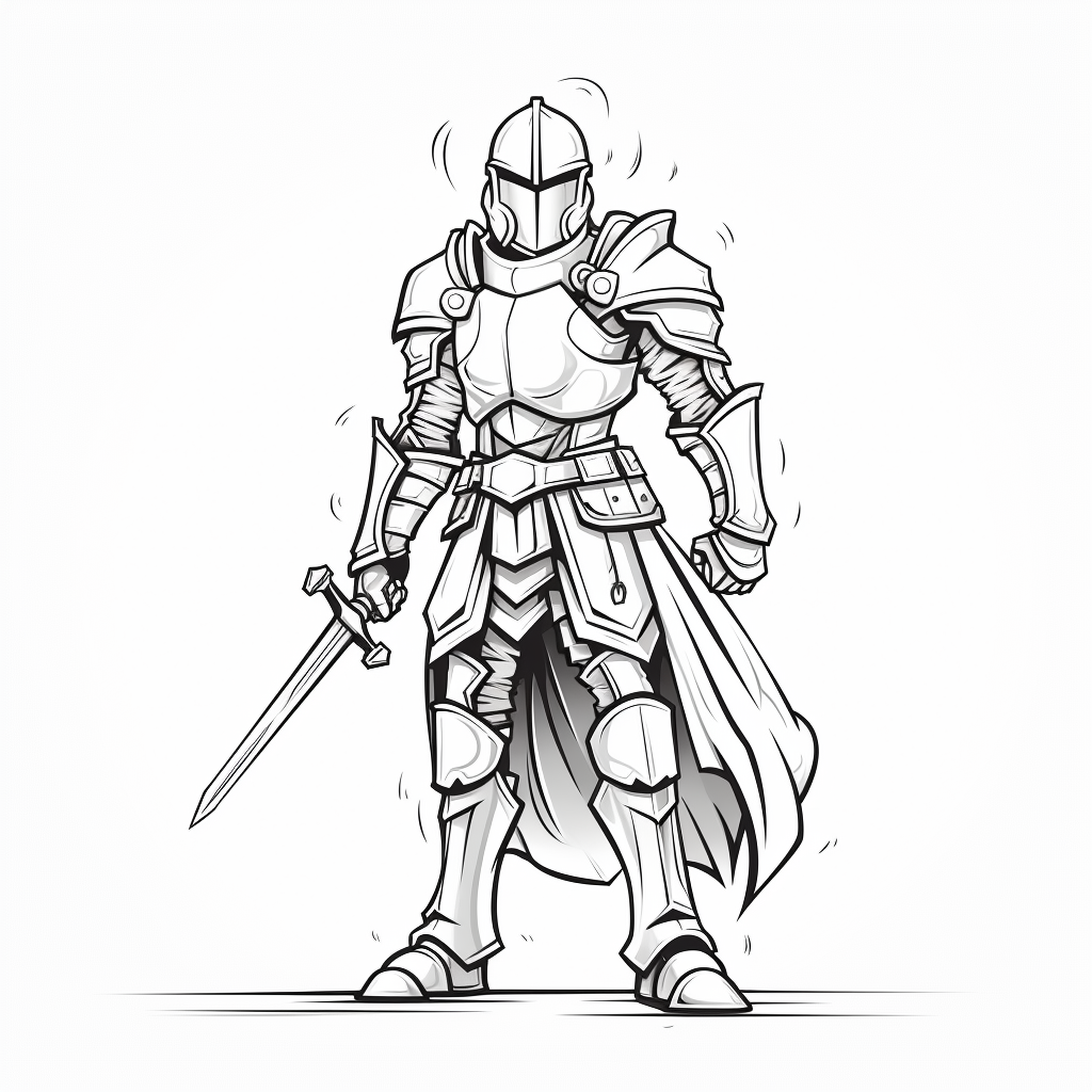 Knight character outline on white background