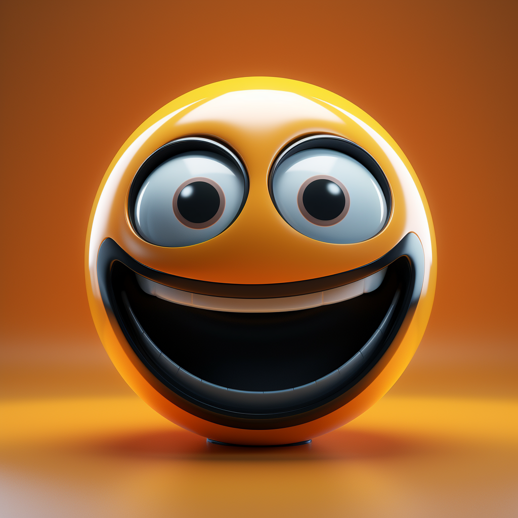 3D character with smiley face on screen