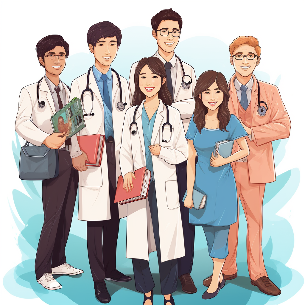 asian-health-education-graduates-cartoon-characters