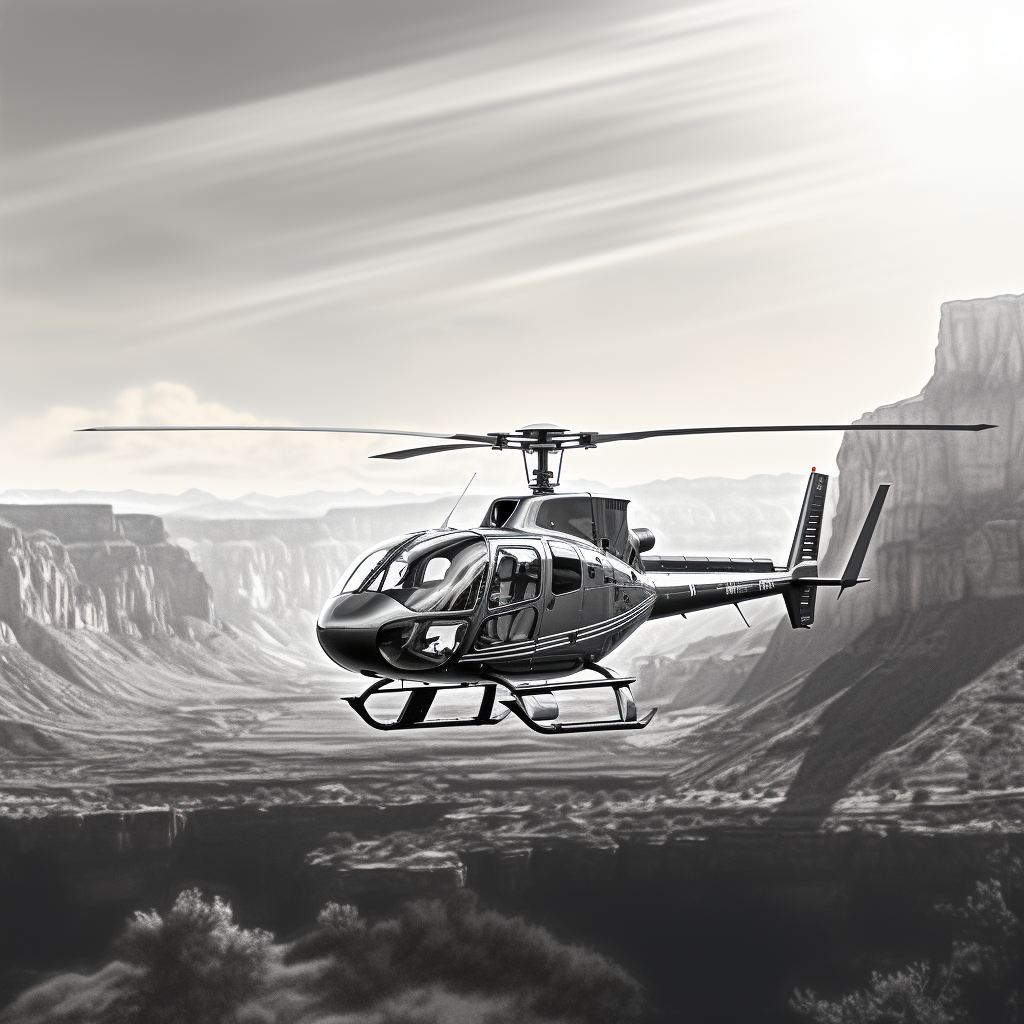 Charcoal Grey R44 Helicopter at Zion National Park