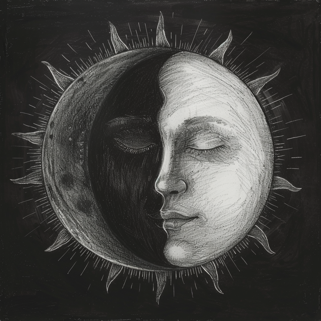 Simple Charcoal Sun Moon Art