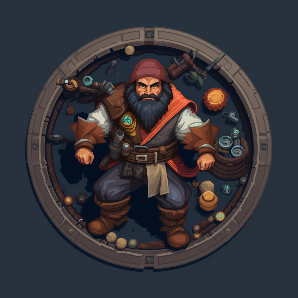 RPG Pixel Fantasy Charismatic Merchant with Black Beard