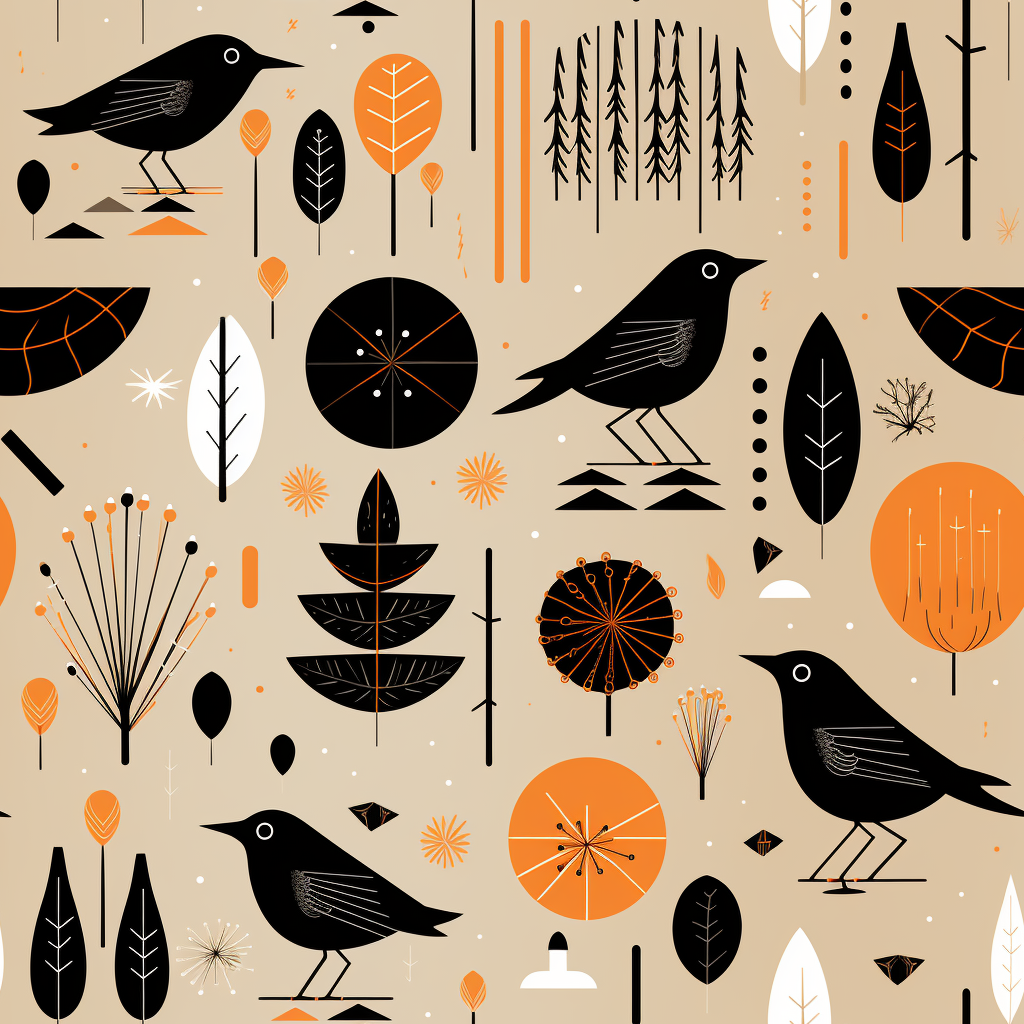 Colorful Halloween pattern by Charley Harper