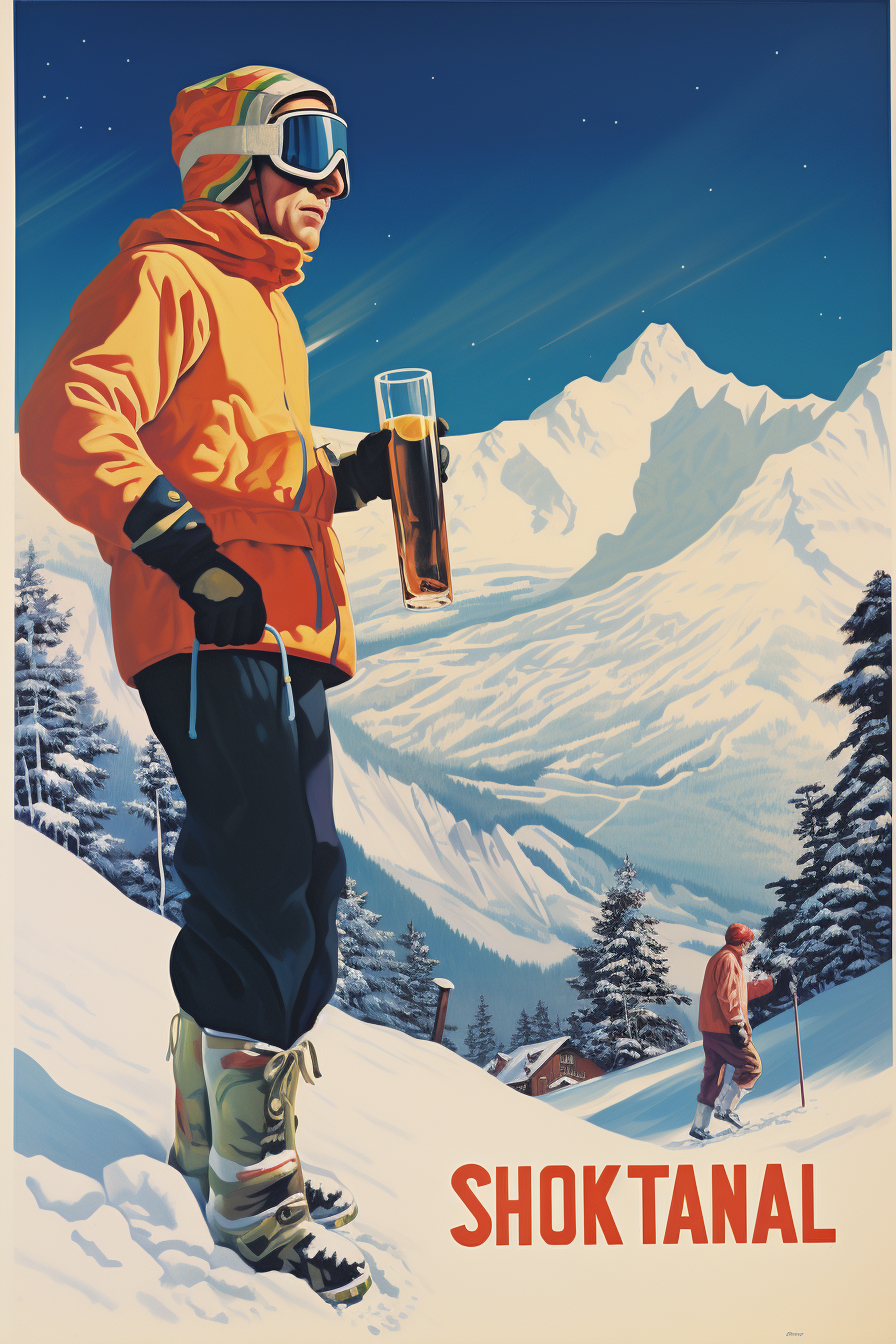 Skiing adventure with beer enjoyment