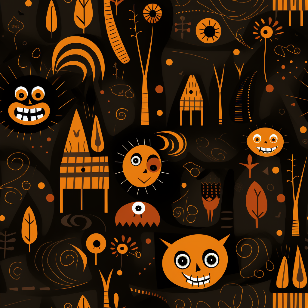 Halloween pattern inspired by Charlie Harper's art