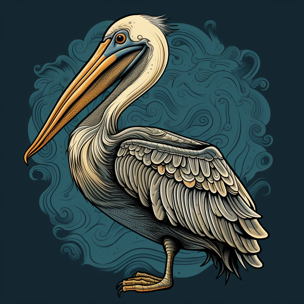 Beautiful Pelican Artwork in Charlie Harper's Style