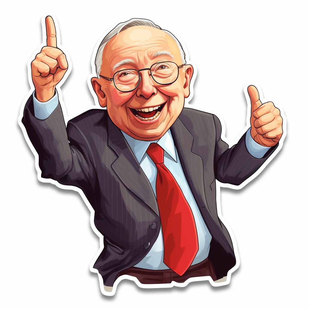 Cartoon sticker of Charlie Munger