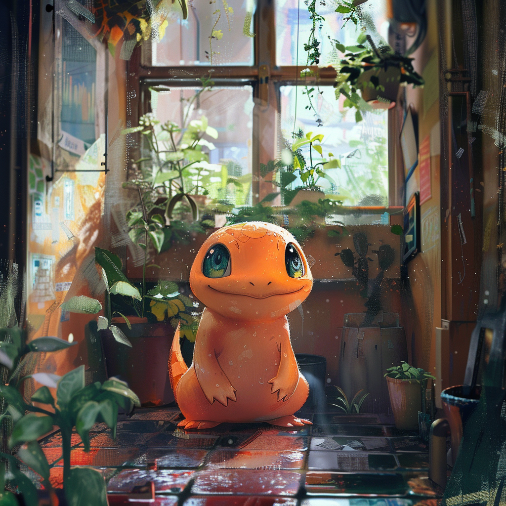 Charmander Studio Ghibli Style