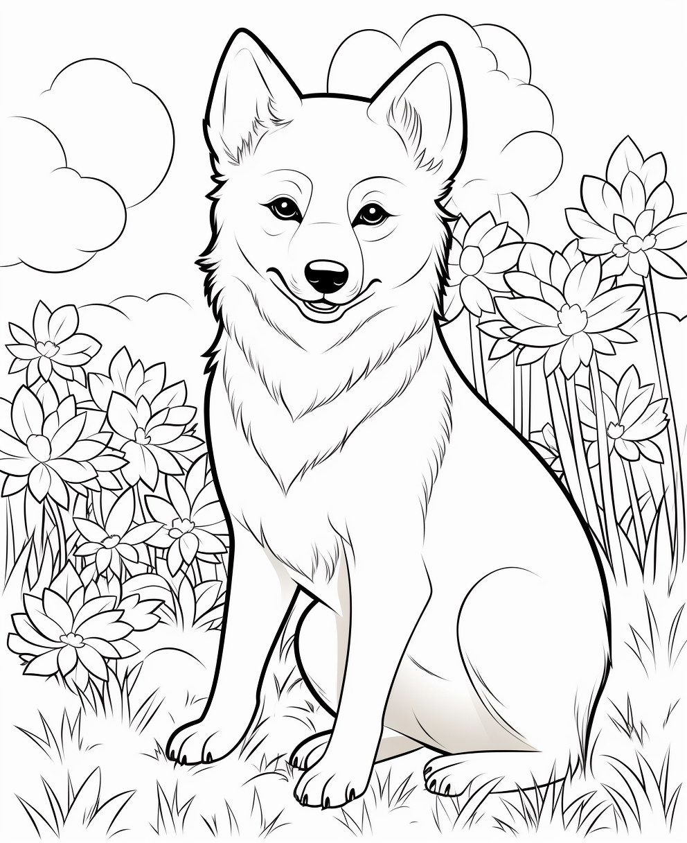 Adorable Finnish Spitz coloring page