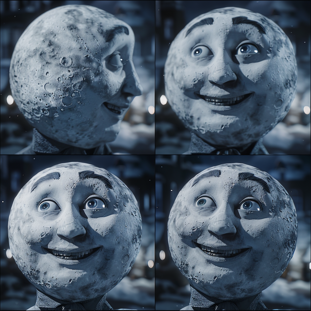 Moon character with charming smile