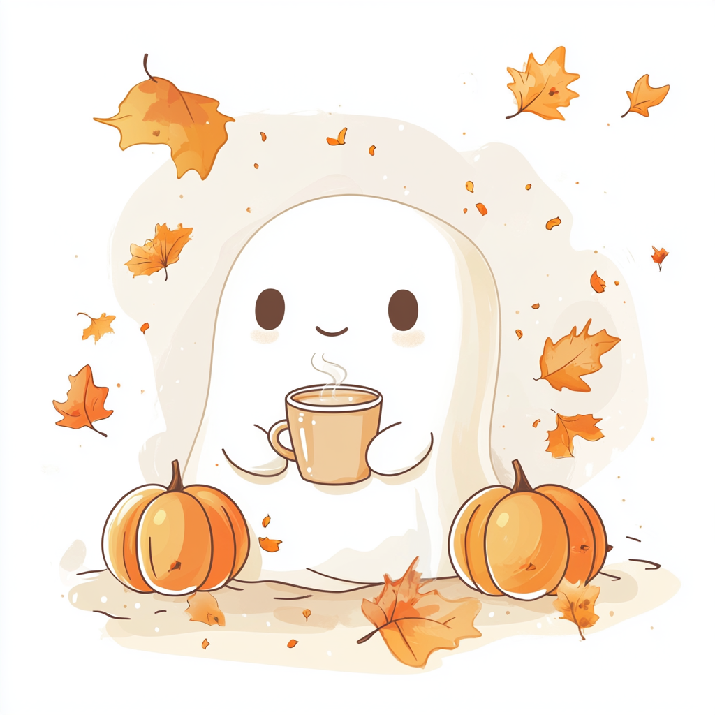 Cute Cartoon Ghost Coffee Pumpkins