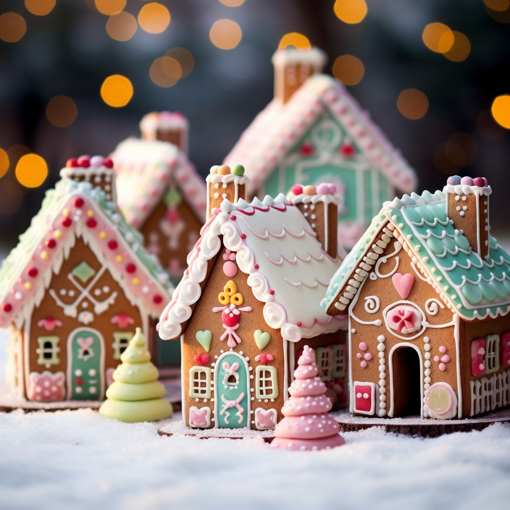 Cute Gingerbread Houses with Candy Decorations