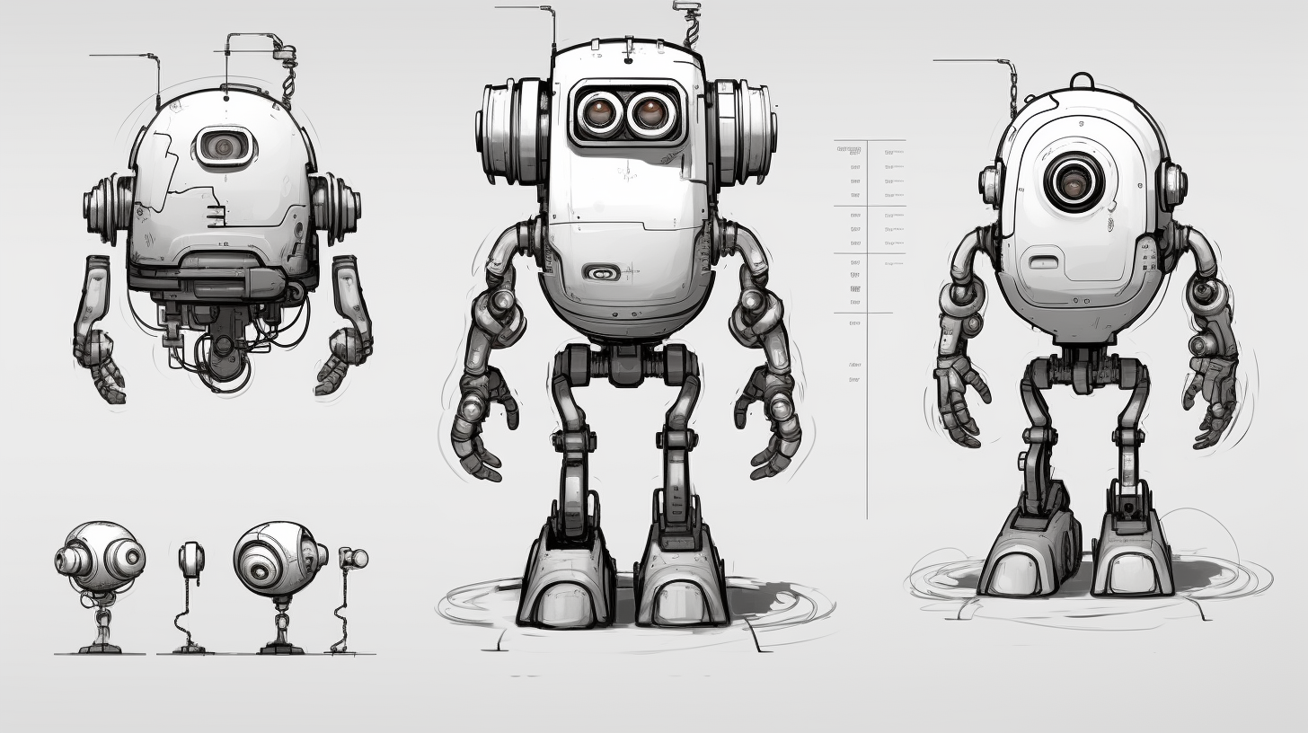 Charming robot game cartoon concept art