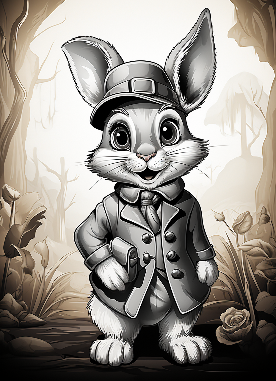 Charming rabbit wearing a top hat