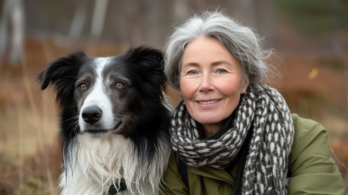 Woman with Border Collie in Norwegian Countryside