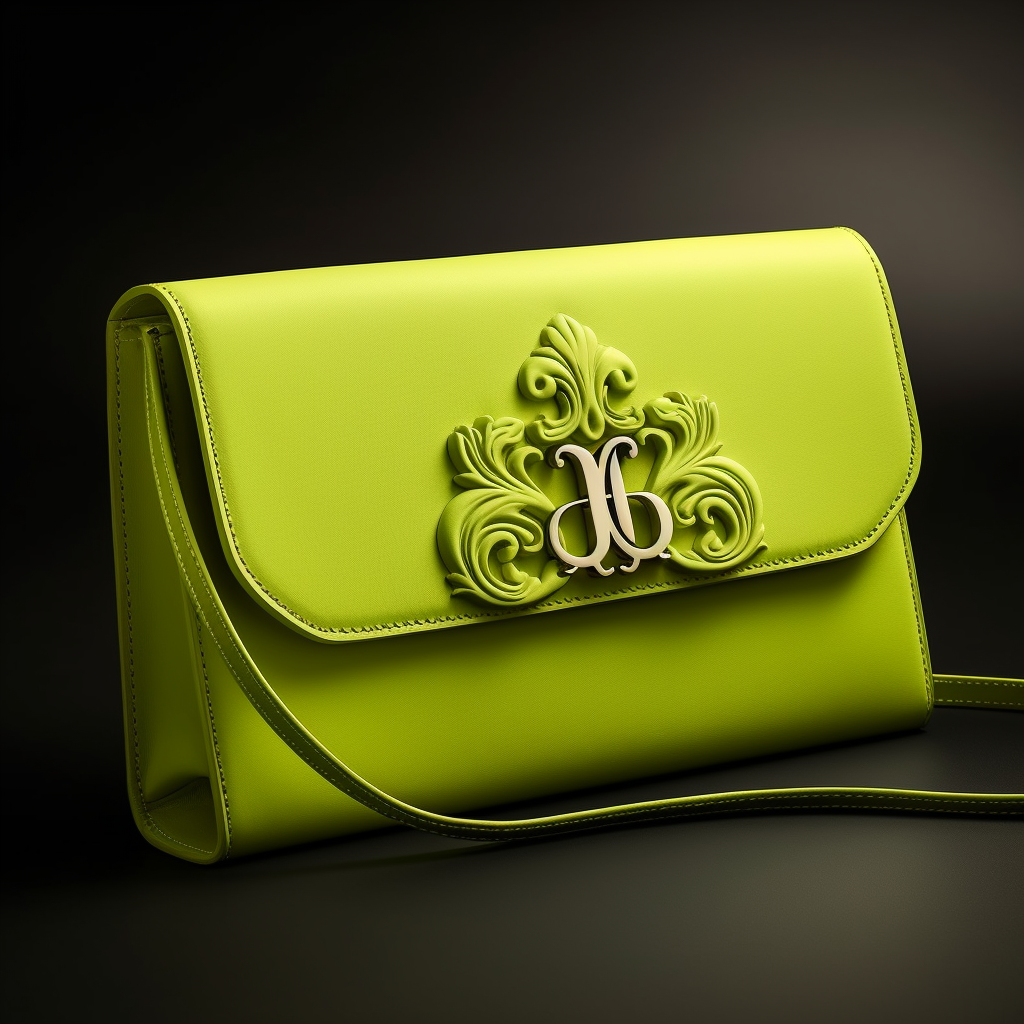 Fashionable chartreuse handbag monogram logo