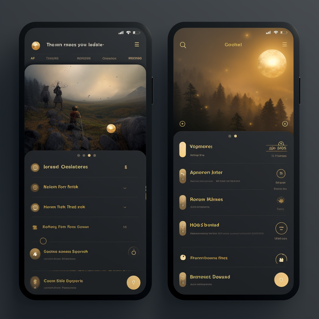 Beautiful dark gold chatbot UX UI design