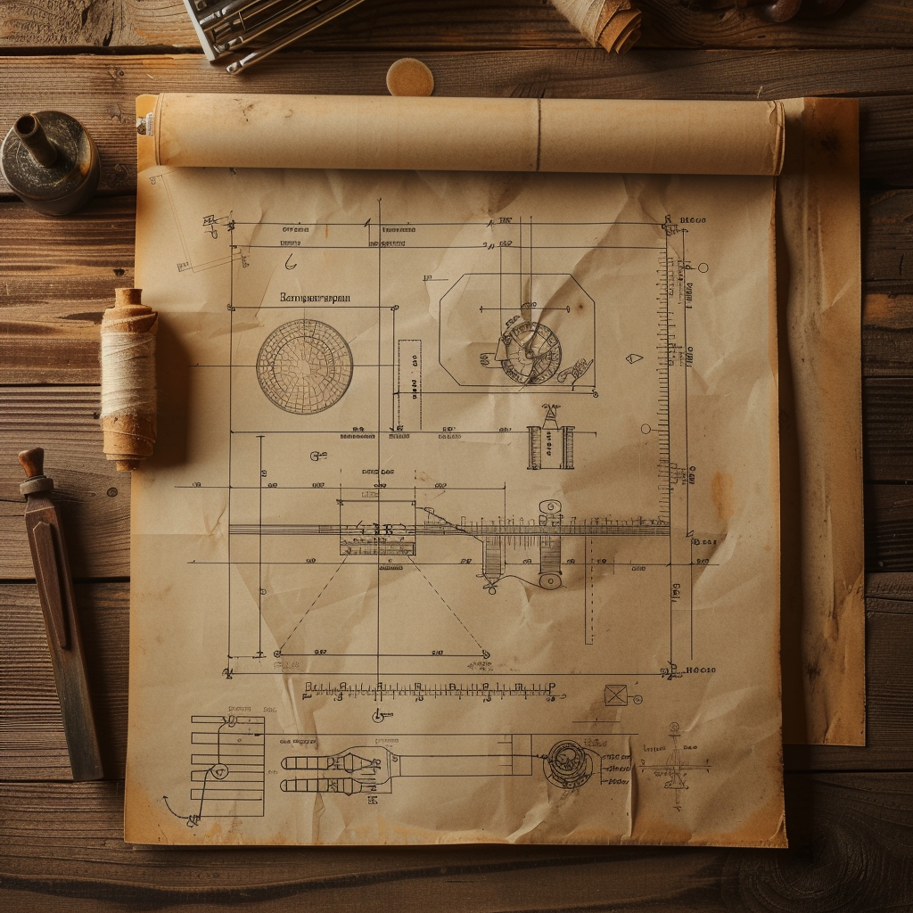 Cheburashka Interior Blueprint on Wooden Table