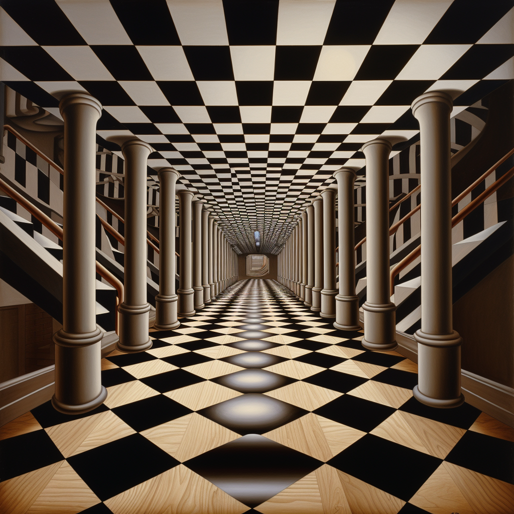 Checkerboard Optical Illusion Artwork