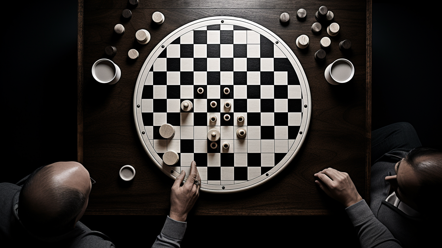 Two people playing checkers game