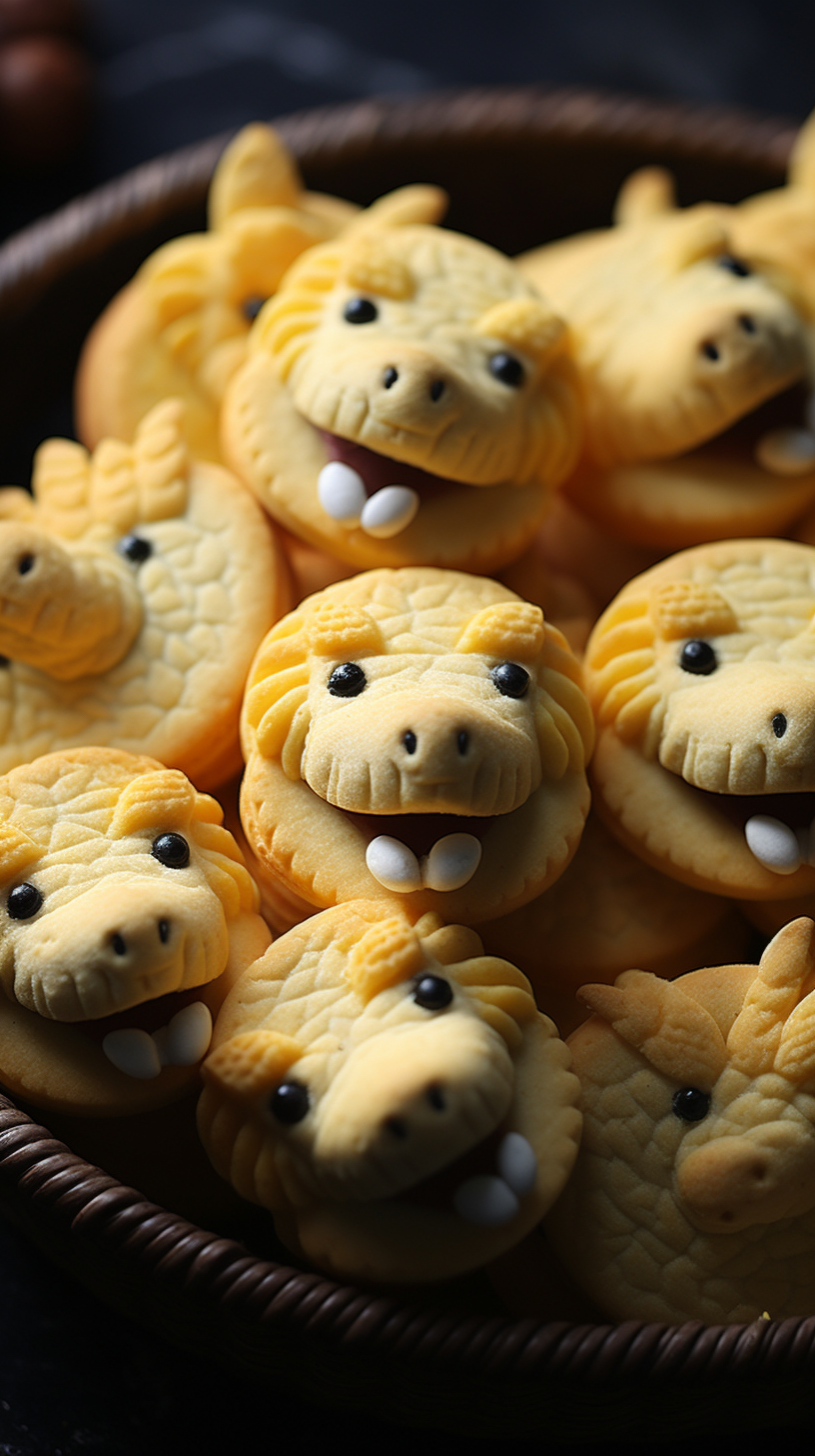 Savory alligator-shaped cheddar biscuits