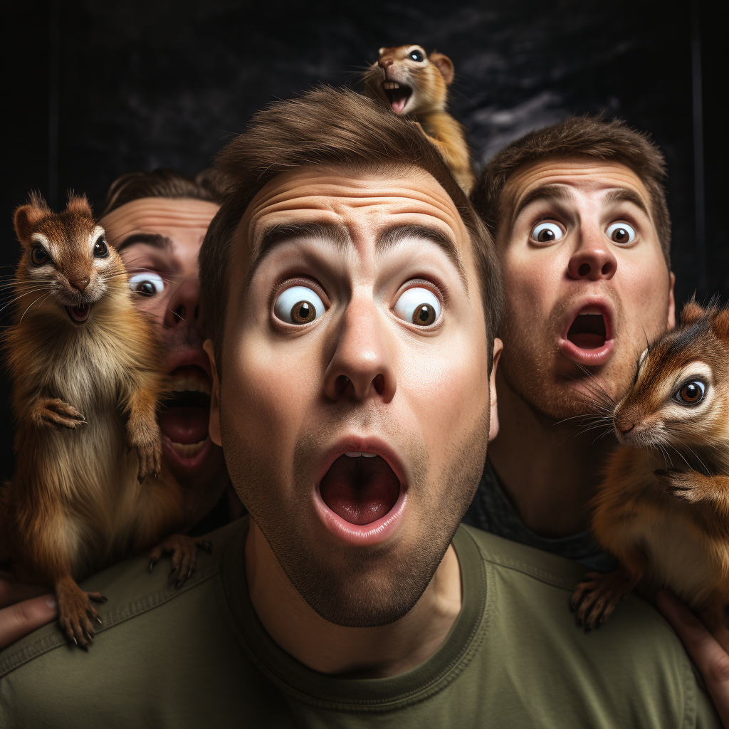 Men showcasing chipmunk cheek transformation