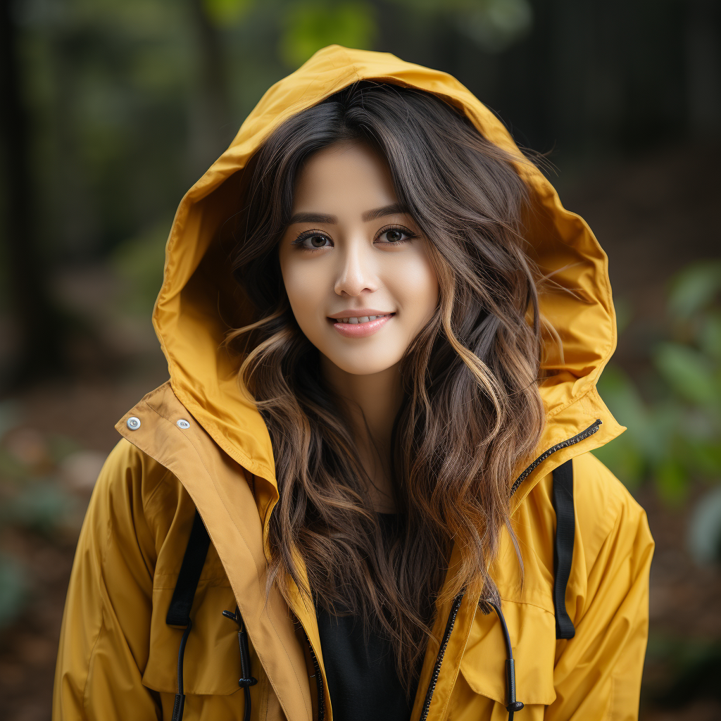 Cheerful Asian woman in nature