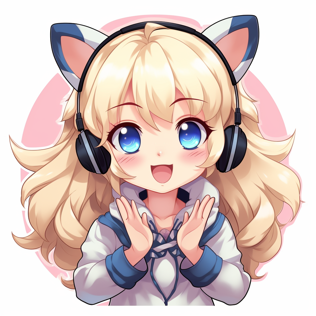 Cheerful cat girl with blonde hair