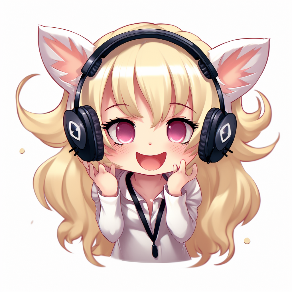 Cheerful cat girl with blonde hair cheering