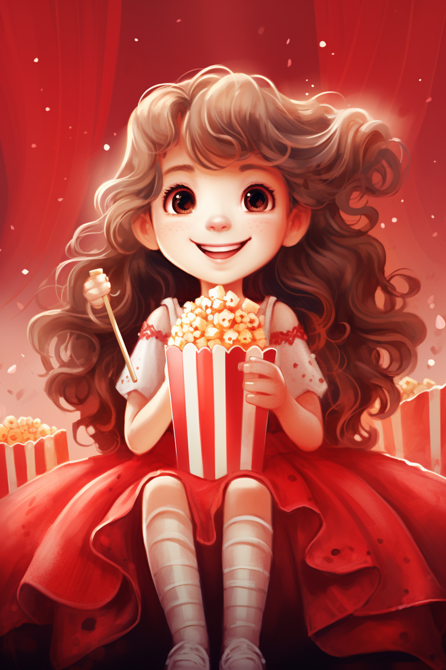 Princess eating popcorn in cinema