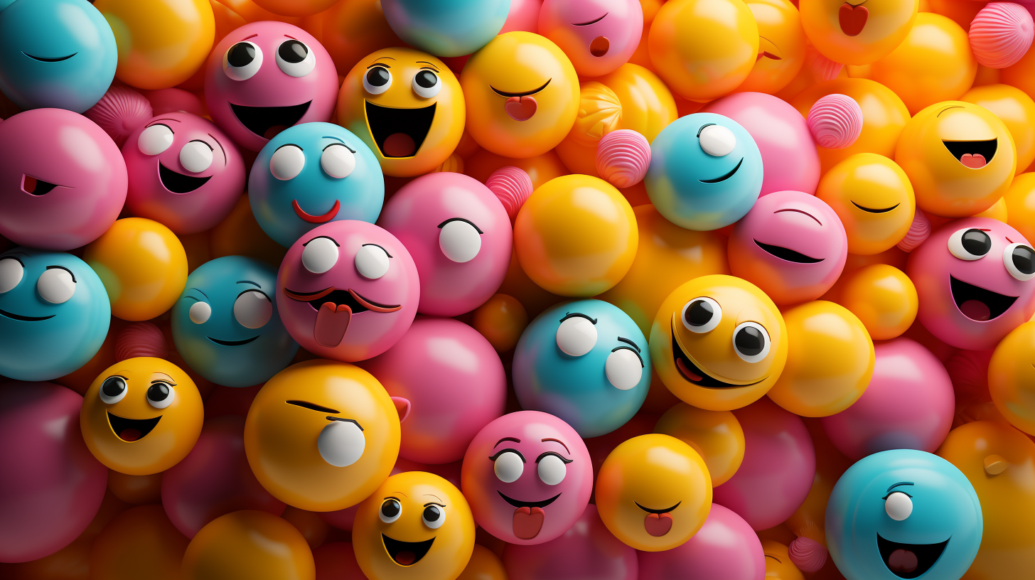 Cheerful emoji background with cotillions