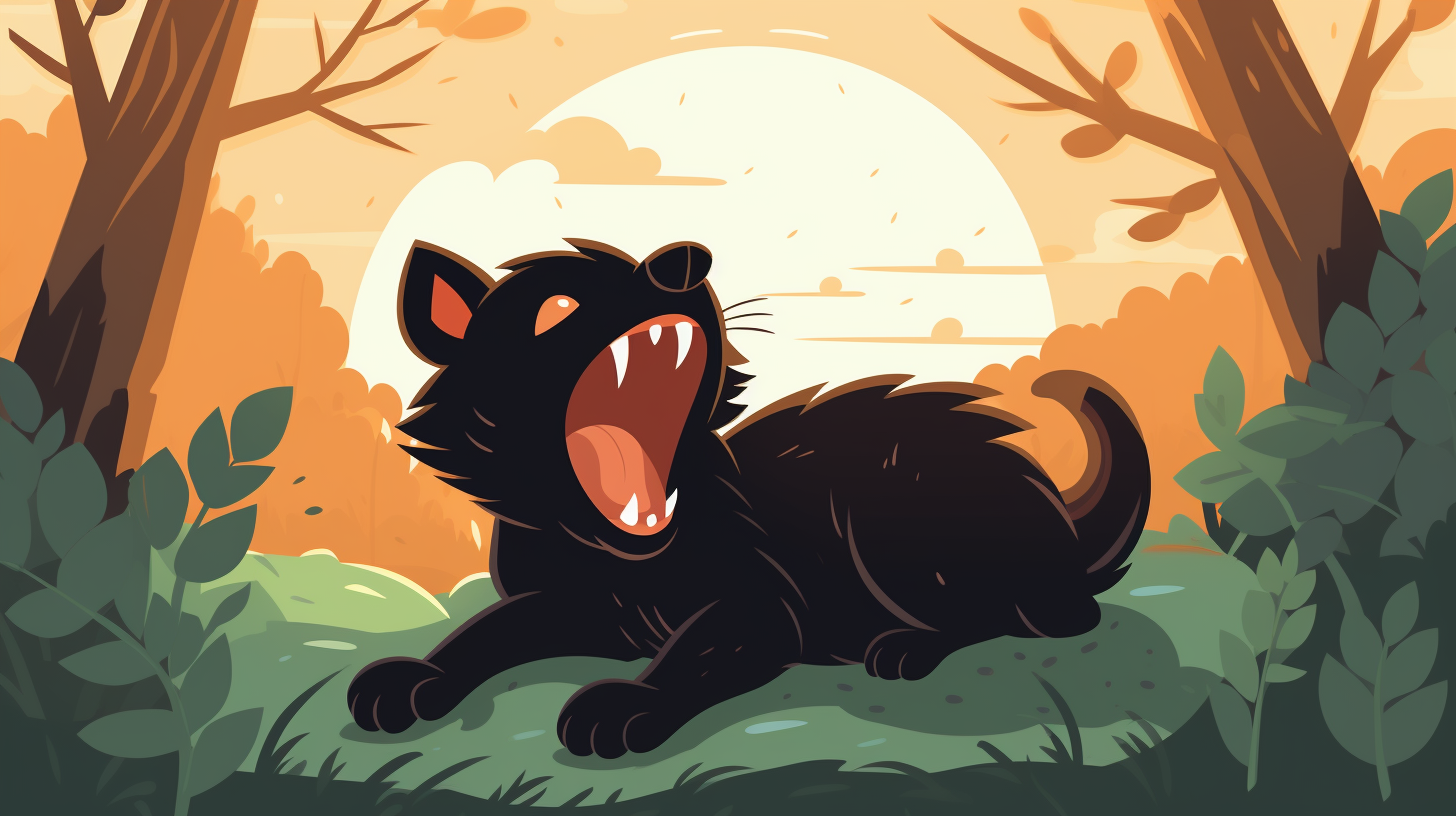 Illustration of a Cheerful Tasmanian Devil Waking Up