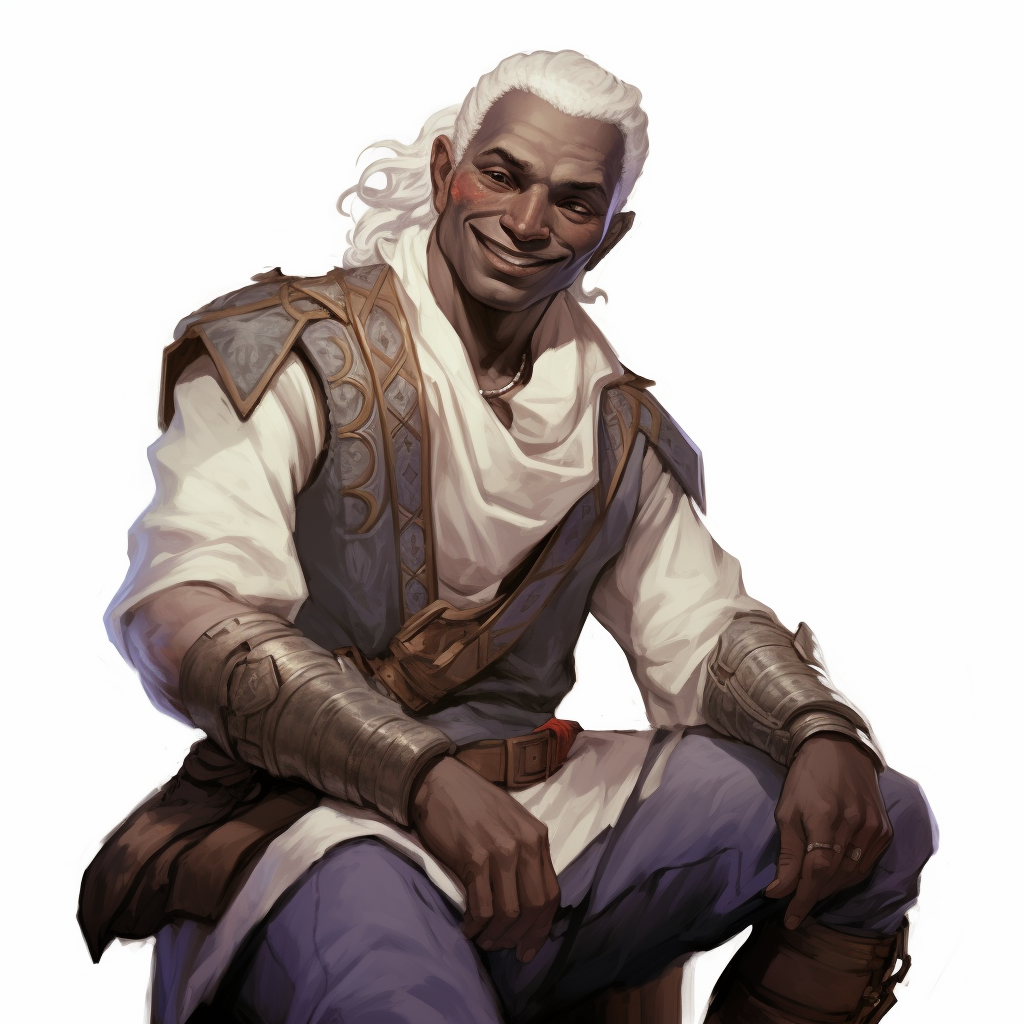 Cheerful drow male character art