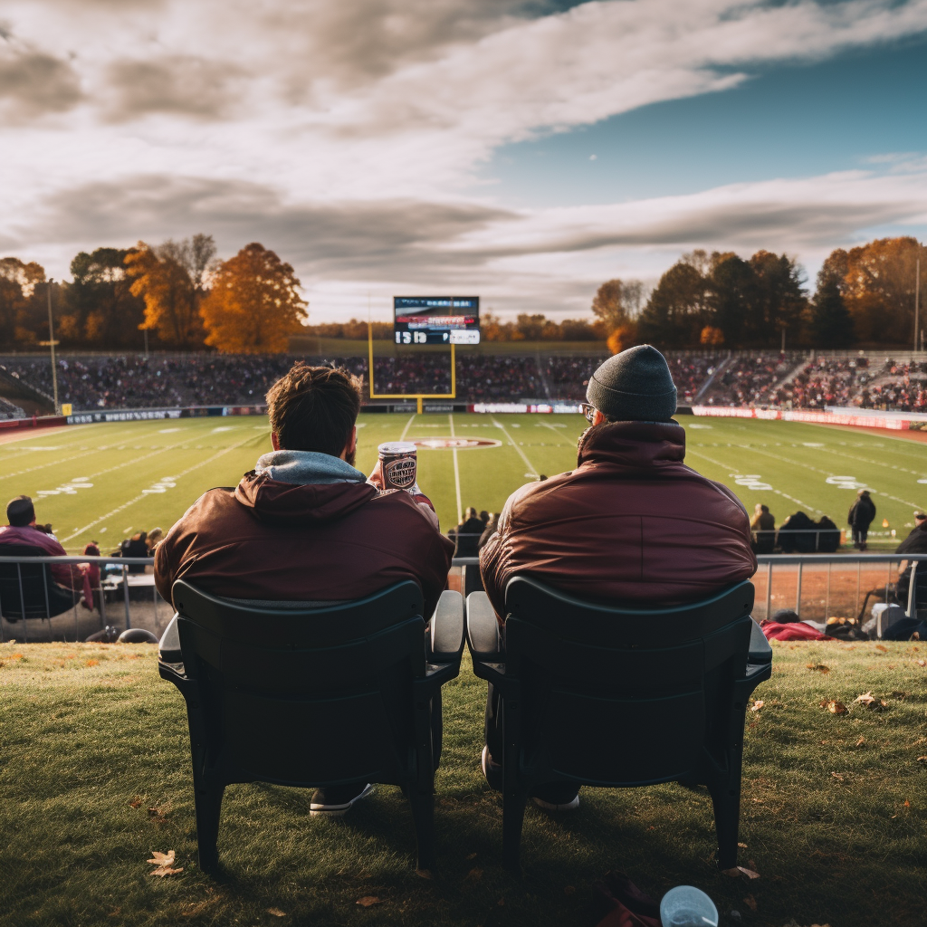 Two people cheering on the sidelines