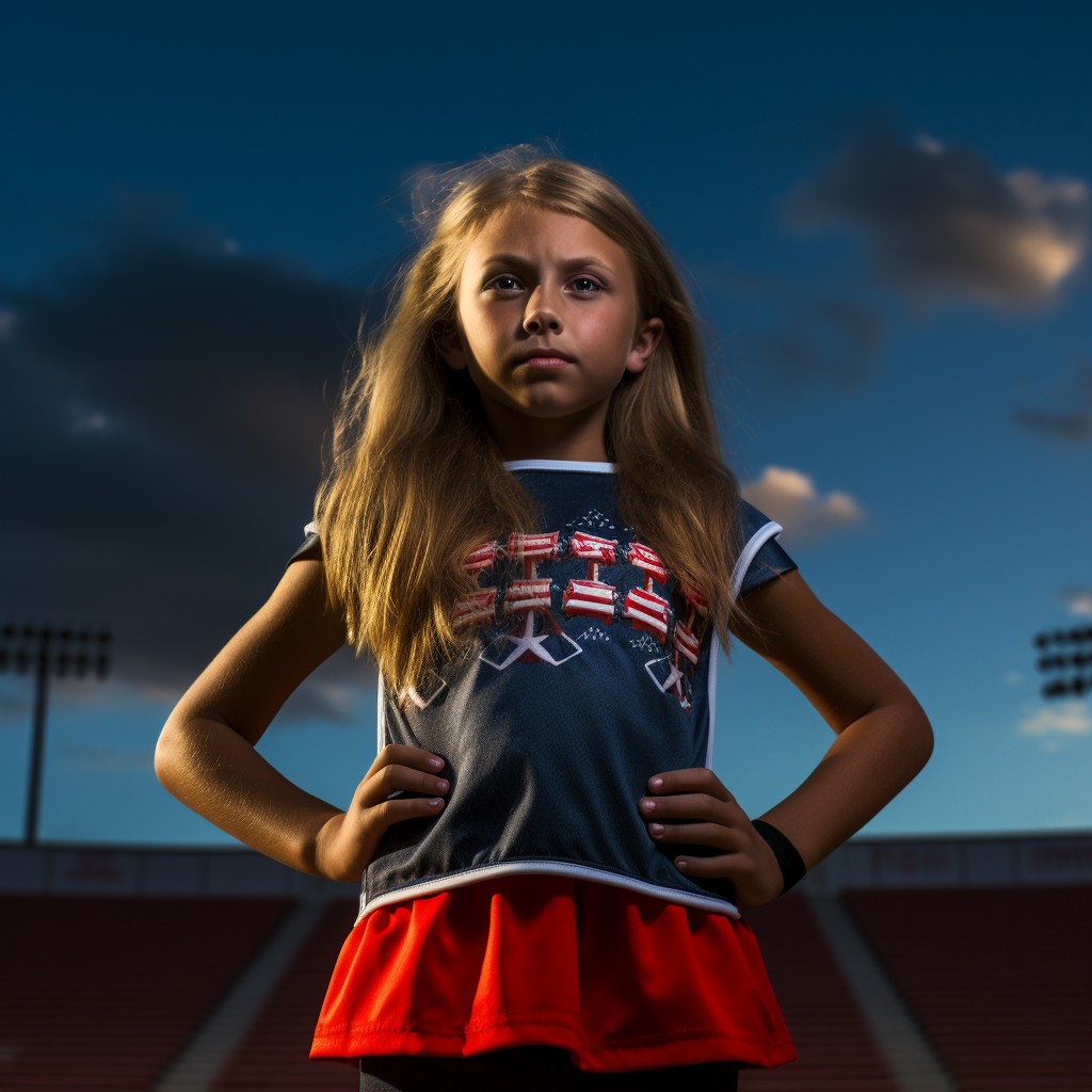 Cheerleader shining on the football field