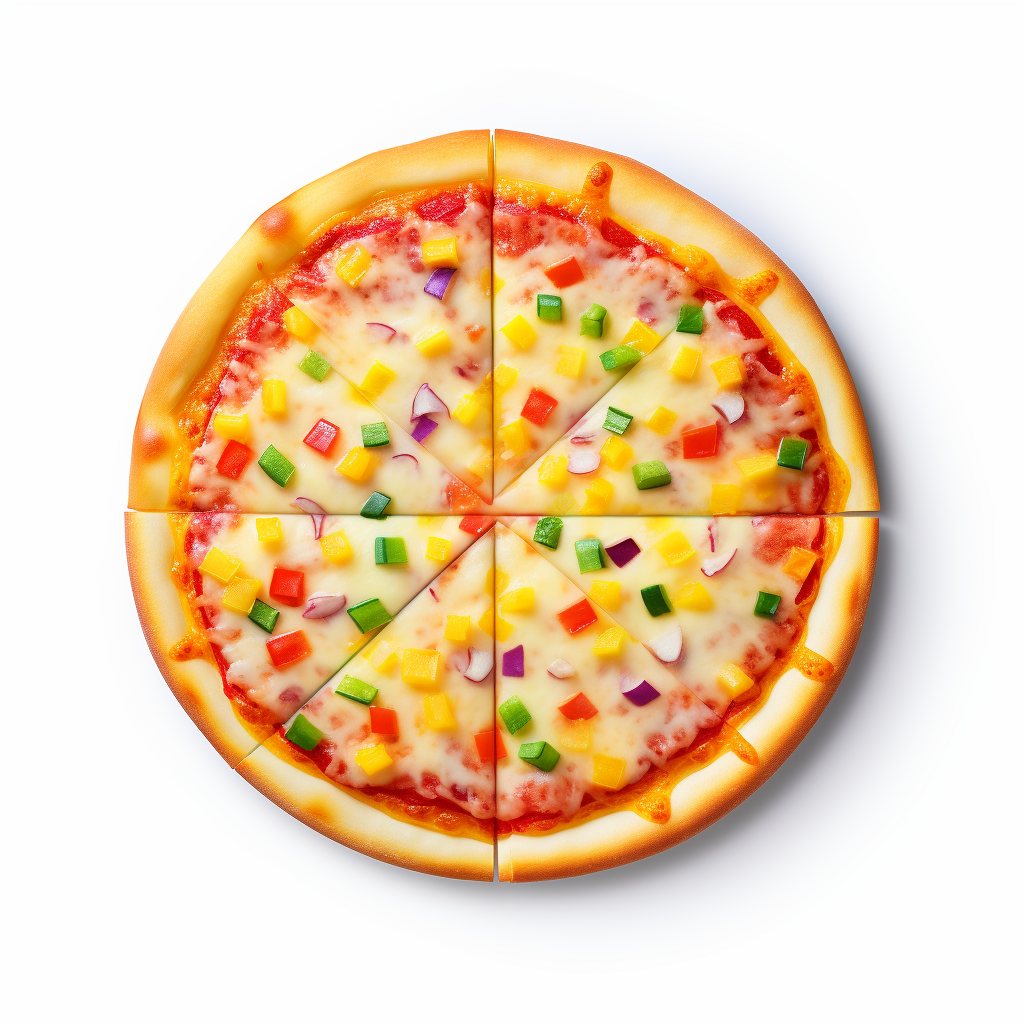 Colorful cheese pizza with rainbow cheese