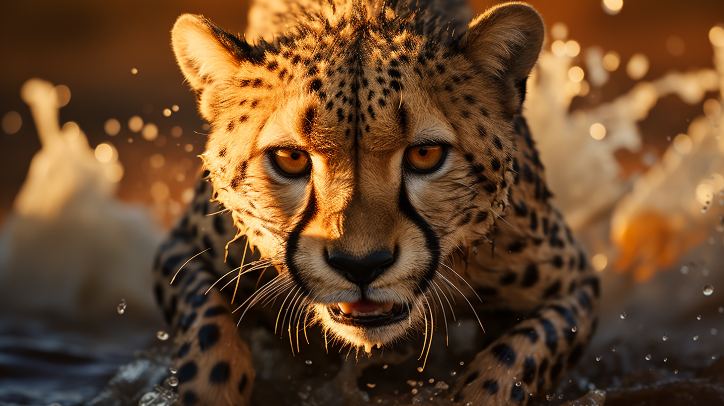 Cheetah chasing deer in dramatic scene