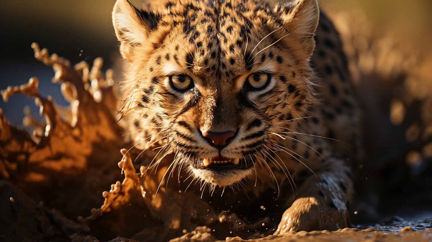 Cheetah chasing its prey in dramatic scene