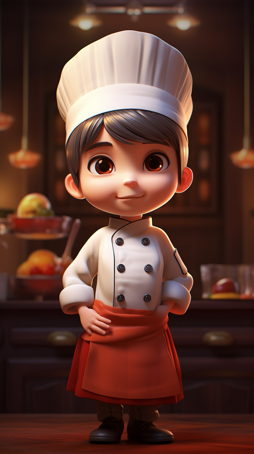 Q version of a chef with big eyes in 3D